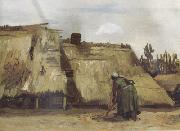 Vincent Van Gogh Cottage with Woman Digging (nn04) Sweden oil painting reproduction